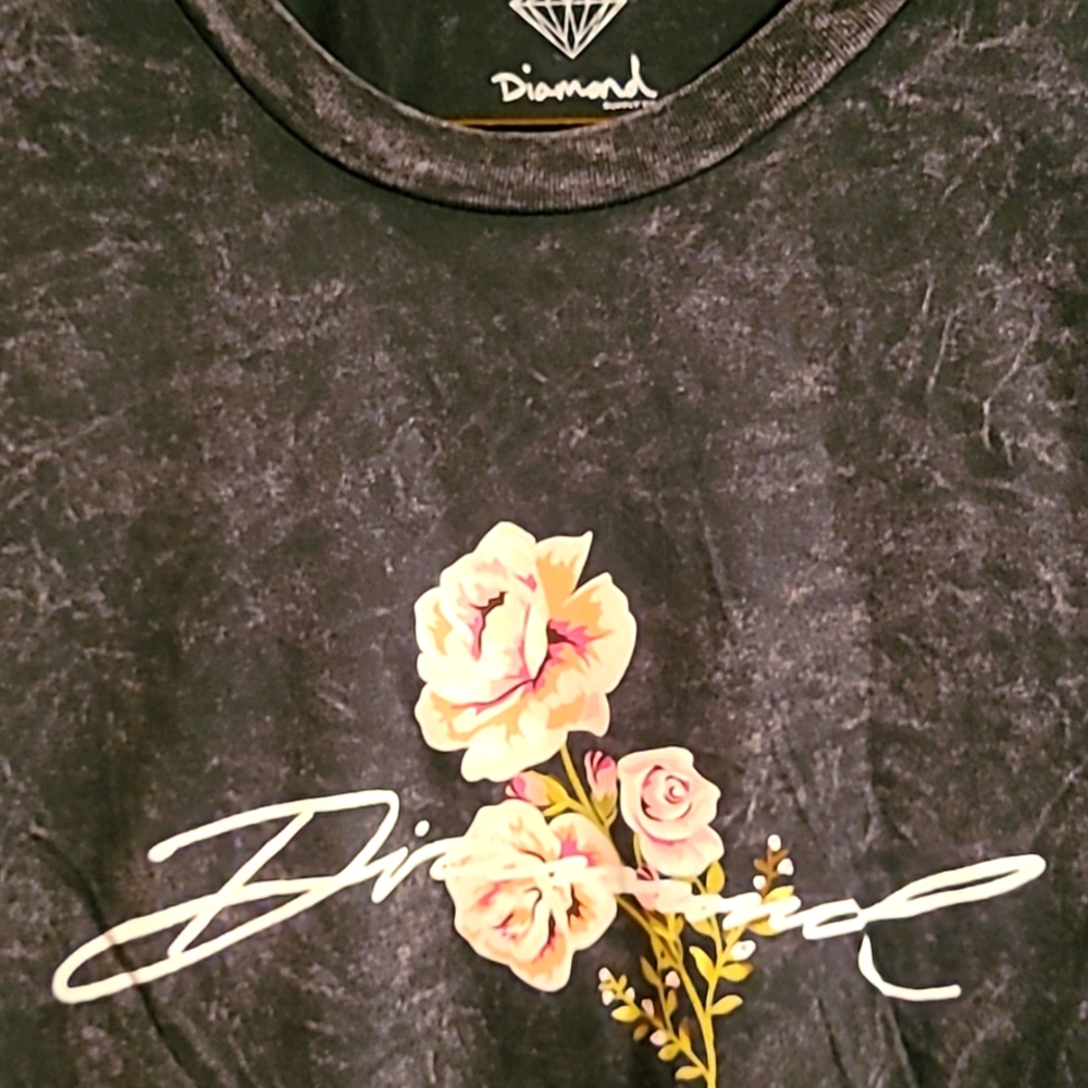 Diamond supply Co Grey acid washed t-shirt